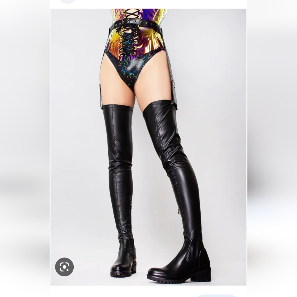 Belted Surgical Thigh High Boots